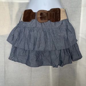 Layered “denim” Belted Skirt